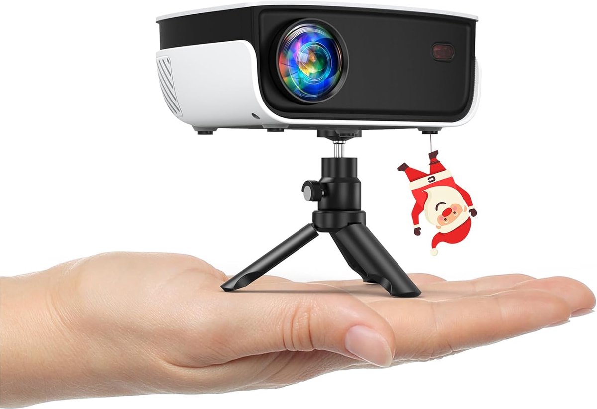 7500 liter, draagbare thuisbioscoop, ondersteunt 1080p Full HD [scherm inclusief] videobeamer compatibel met smartphone/tv-stick/PS5/PC/laptop
