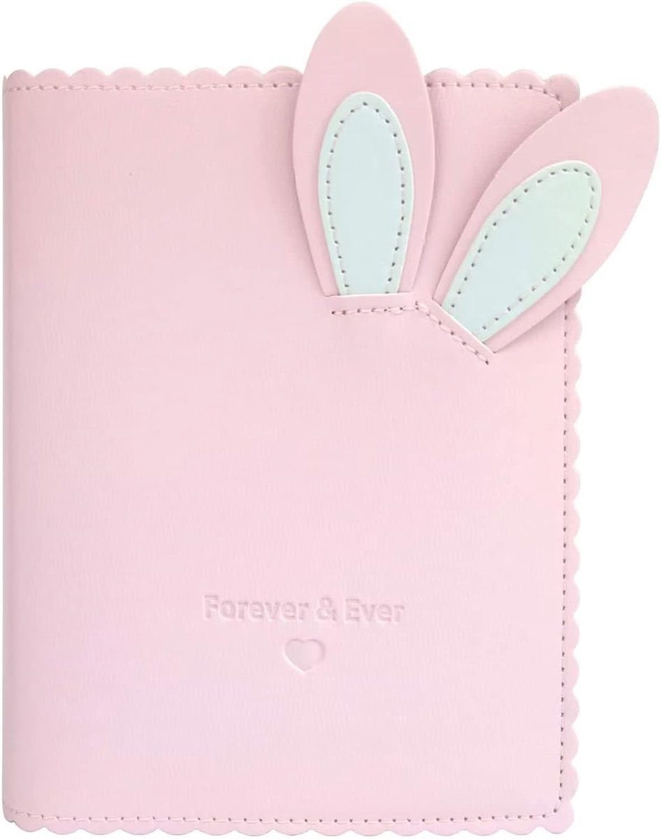 SnelShoppen - 64 Pockets PU Leren Foto Album, Roze Konijn Kpop Foto Kaart Binder, Naam Kaart Houder, 3 Inch Mini Film Foto Album Geschikt voor Fujifil
