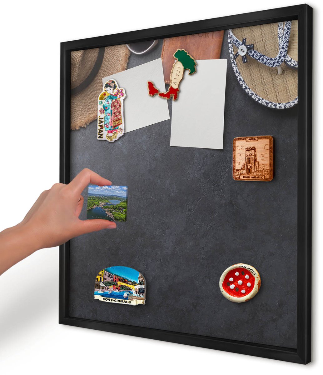 Artprintcave Zwart Magneetbord mit Zwart Frame - 50x50 cm - Vakantiesfeer Magnetisch Bord - Fotografisch Bord Voor Magneten - Hobby