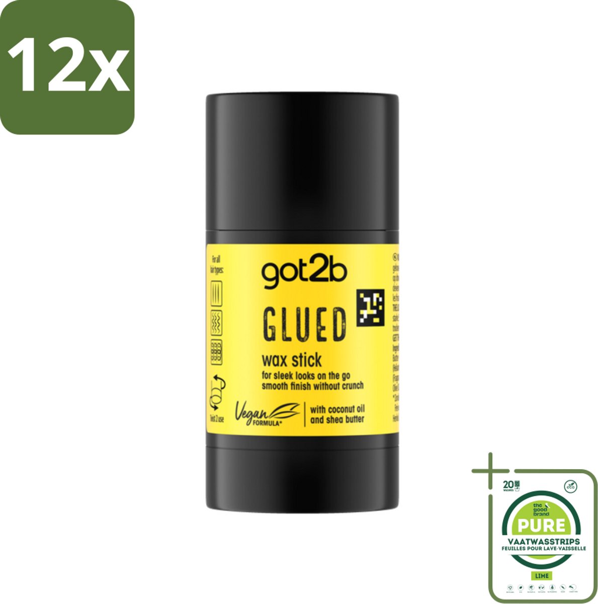 Got2B - Wax Stick - Glued - 50 g - Voordeelverpakking - 12 stuks - Haartype - Strak haar