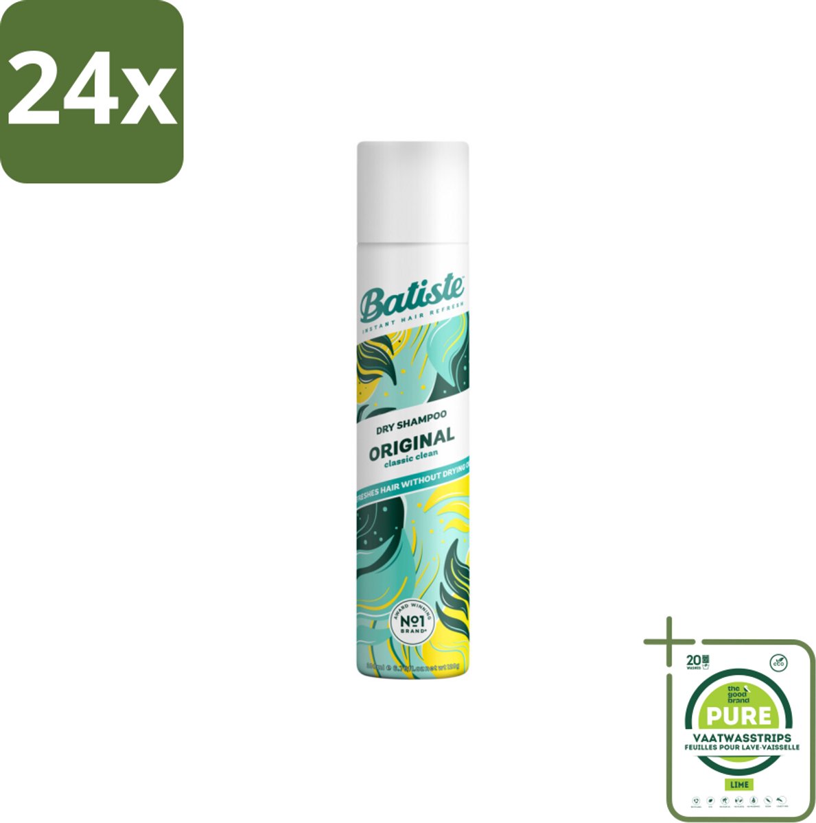 Batiste - Original - Droogshampoo - Klassieke Frisse Geur - Geeft Volume en Textuur - 200ml - Voordeelverpakking - 24 stuks - Droogshampoo - Haarverzorging