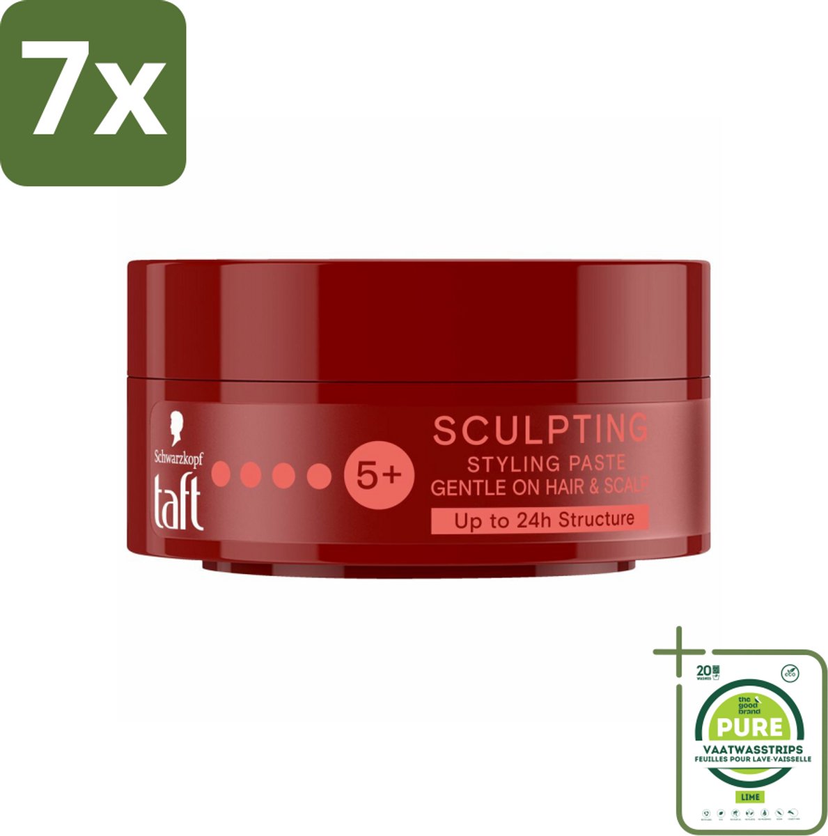 7 x Taft - Sculpting Styling Paste - Hold 5+ - Flexibele styling - 75 ml - Grootverpakking - Stylingpasta - Haarstyling - Taft - Flexibele Hold - Matte Finish