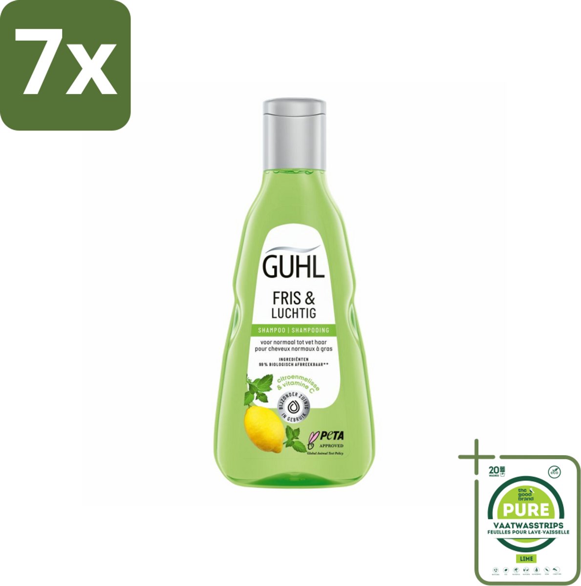 7 x Guhl - Shampoo - Fris & Luchtig - 250 ml - Grootverpakking - Haarverzorging - Shampoo - Fris Haar - Luchtig Haar - Vet Haar