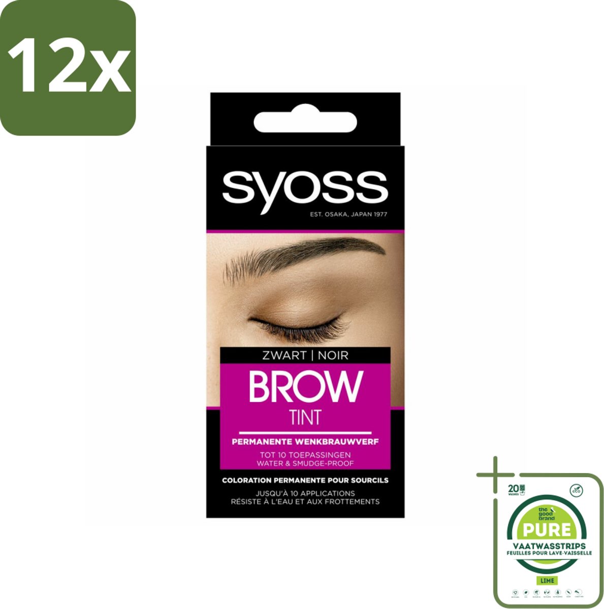 SYOSS - Brow Tint Zwart - Wenkbrauwverf - Langdurige Kleur - Tot 10 Toepassingen - Voordeelverpakking - 12 stuks - Permanente wenkbrauwverf - Wenkbrauwkleuring
