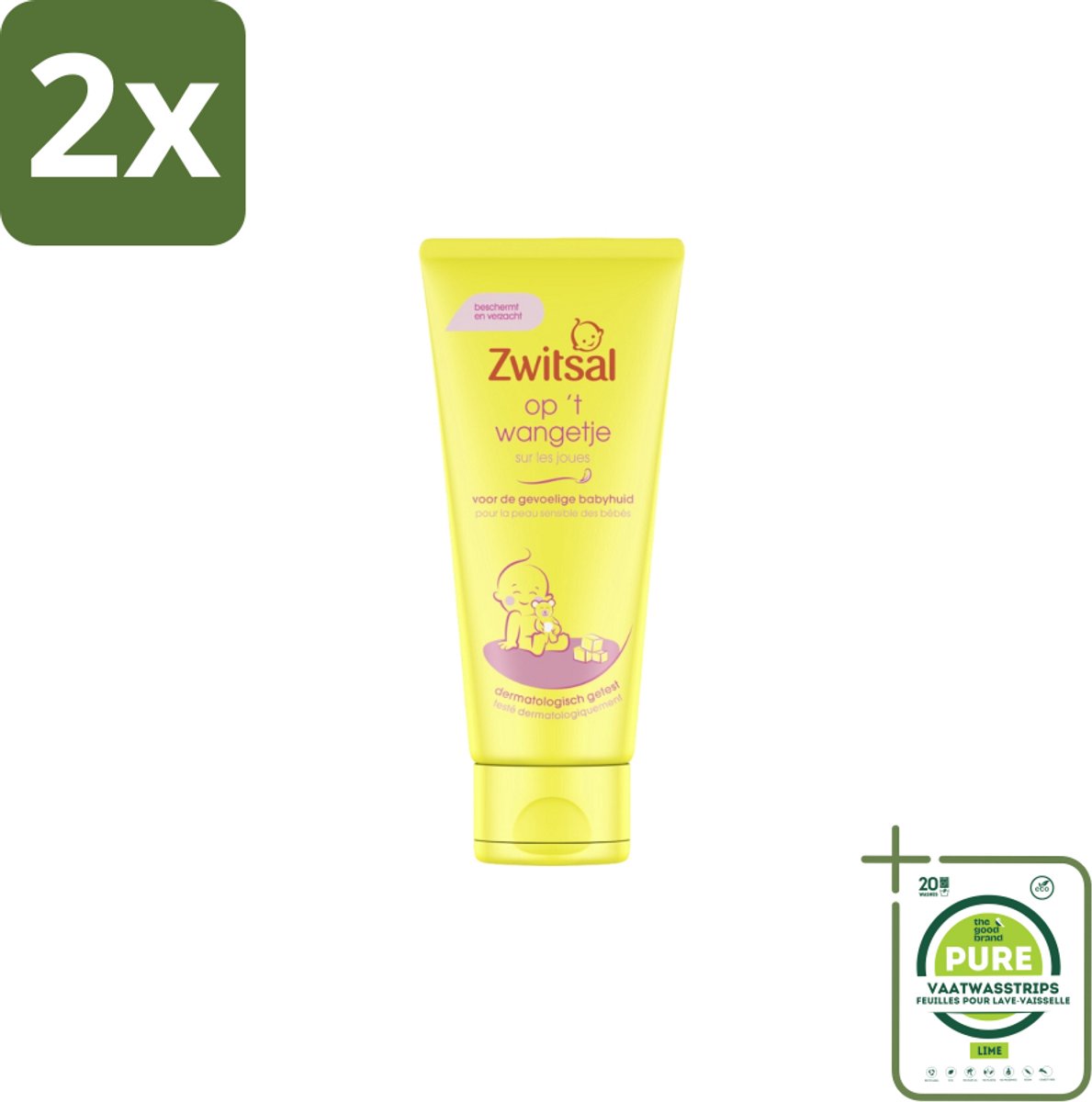 Zwitsal - Op 't Wangetje - Gezichtscrème voor Baby’s - Gevoelige Babyhuid - 100 ml - Voordeelverpakking - 2 stuks - Babyhuid - Gezichtscrème