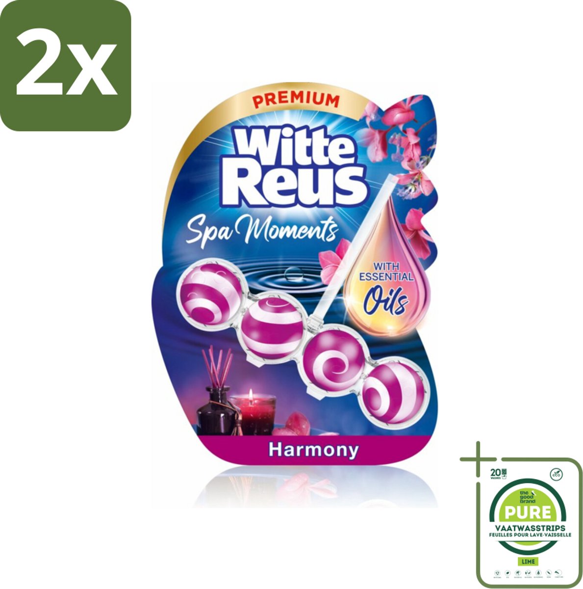 Witte Reus - Wellness Scents Toiletblok - Harmony - 1 Toiletblok - Voordeelverpakking - 2 stuks - Toiletverfrisser - Toiletblok
