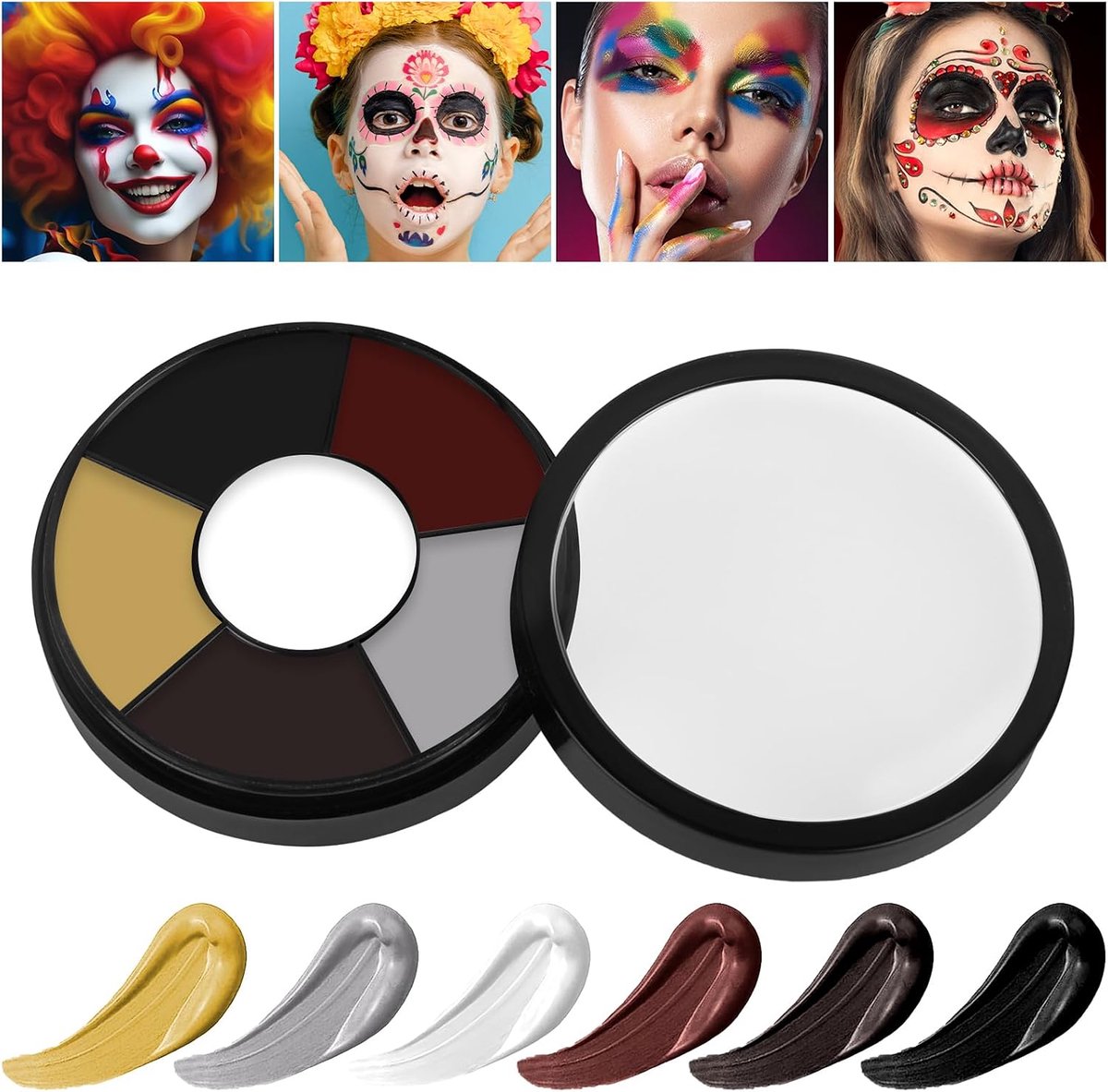 Make-up Gezichtsverf en bodypaint, watercolor make-up, kinderschminkset, Halloween, gezichtsverf voor kinderen, wasbaar, bodypainting-kleuren, gezichtsverf voor volwassenen, kinderen, carnaval