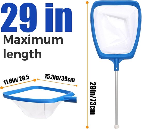 Zwembadnet met telescoopsteel, afneembare steel, fijnmazig net, 14,5 cm diep net, handschepnet voor pool, vijver, zwembad - robuust schepnet voor efficiënte reiniging (72 cm) — afbeelding 5