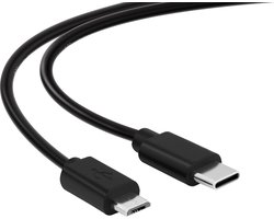 conecto 1,00m USB C naar Mirco USB 2.0 verbindingskabel, datakabel en oplaadkabel, zwart