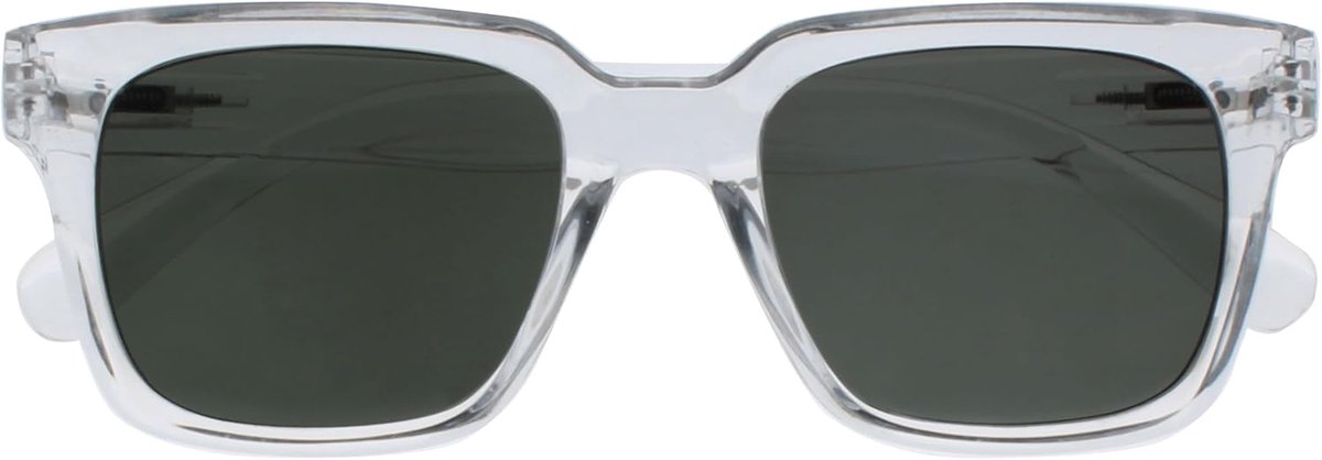 ERA Zonnebril – Groene Lenzen – Antireflectie en anti-verblinding – Gepolariseerde Lenzen met UV400 – Oversized rechthoekig montuur – Veerscharnieren – Zwart – Heren Dames