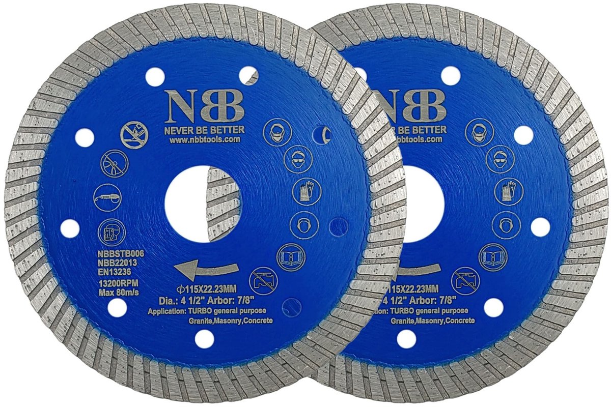 Omgoods - Diamantzaagblad 10mm Turbo Segment - Voor Porselein en Natuursteen