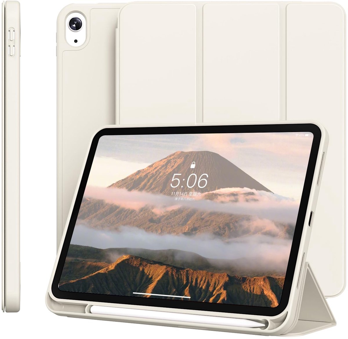 Omgoods - Hoes voor iPad 11e en 10e Generatie - Crèmewit met Auto Wake/Sleep