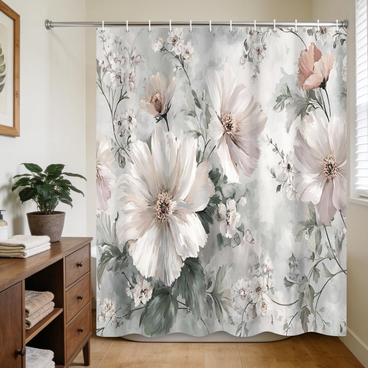 Omgoods - Vintage Bloem Douchegordijn 180x200cm Waterdicht en Wasbaar