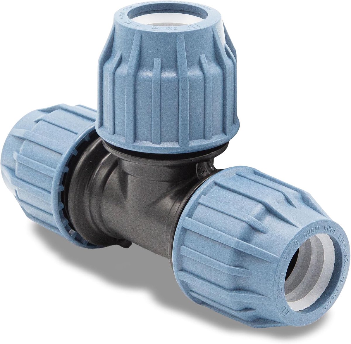 T-stuk 32 mm knelkoppeling PN16 - bm317 | 3-weg koppeling voor PE buis, beregening, zwembad, vijver en tuinirrigatie.