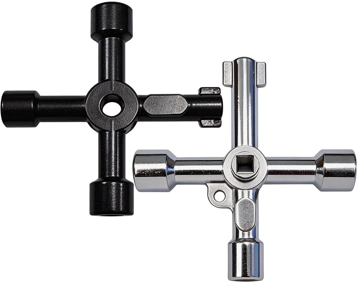 2 multifunctionele vierkantsleutels, ontluchtingssleutels voor verwarmingssysteem, universele kruissleutels voor schakelkasten, sleutels voor watermeters en ventielen