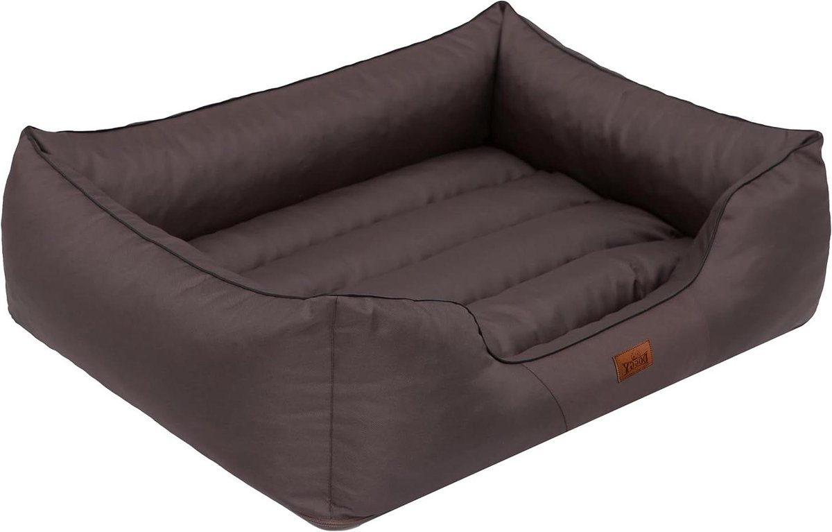Hondenmand – Honden kussen Hond bank – Rustplek Hond – Verhoogde rand – 140 x 115 cm – Bruin