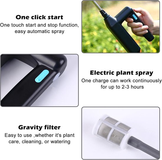 Thijox - Accu-drukspuit, Elektrische Plantensproeier met 3 Verstelbare Sproeiers en 5m Slang, Ideaal voor Tuin, Binnenplaats, Gazon en Onkruidbestrijd van Thijox — afbeelding 2