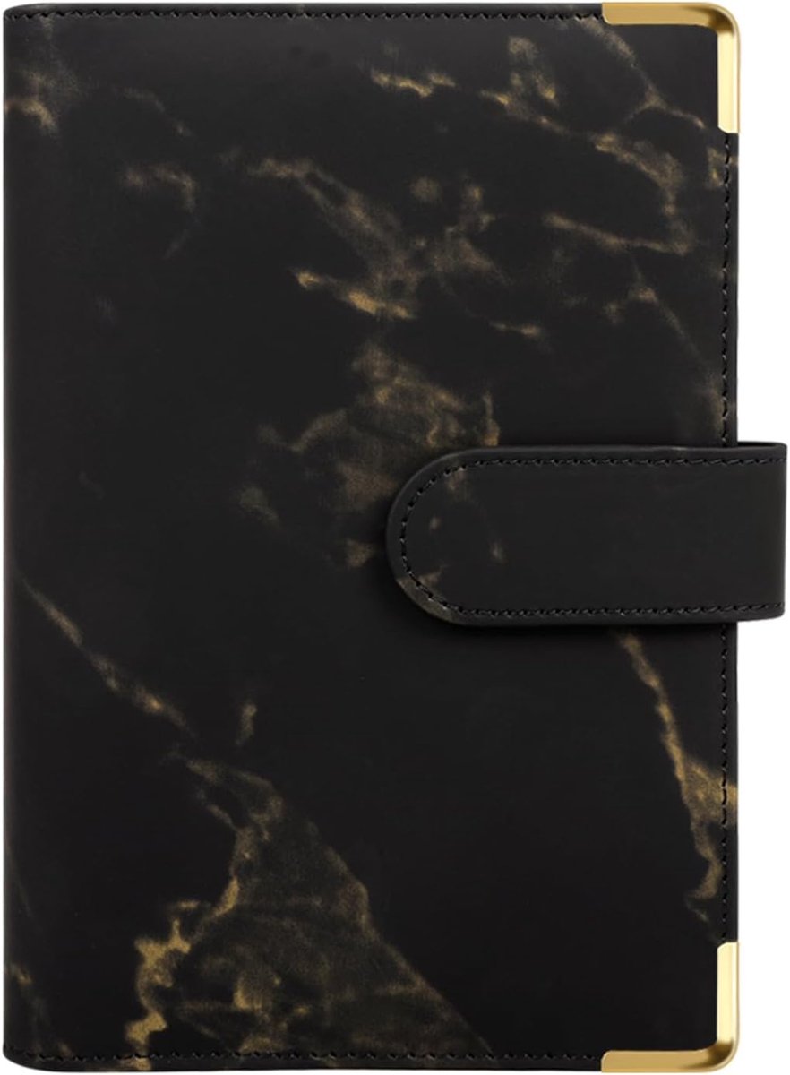 Budget Planner A6, budgetbinder met 12 gelenveloppen, envelopmethode, 12 budgetboog, PU-lederen ringband, budgetplanner, geldorganizer, spaarboek met folie voor budgetplannering