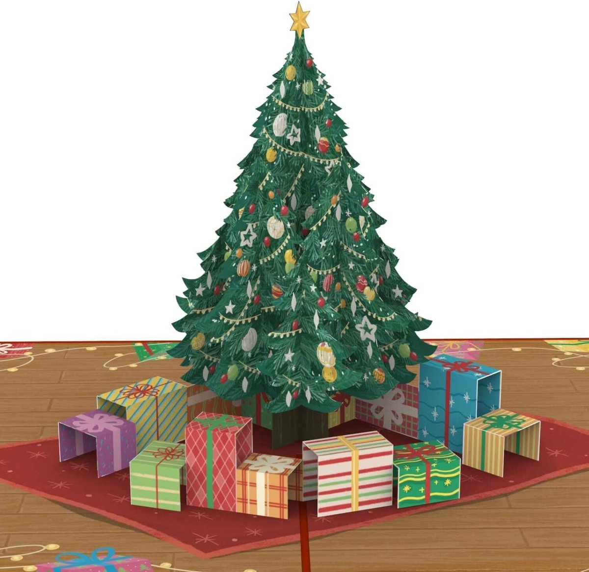 papercrush Kerstkaart pop-up kerstboom - 3D kerstwenskaart met kerstboom voor vrouwen (oma, peettante, vriendin), man en kinderen, handgemaakte kerstwenskaart met kaarthouder