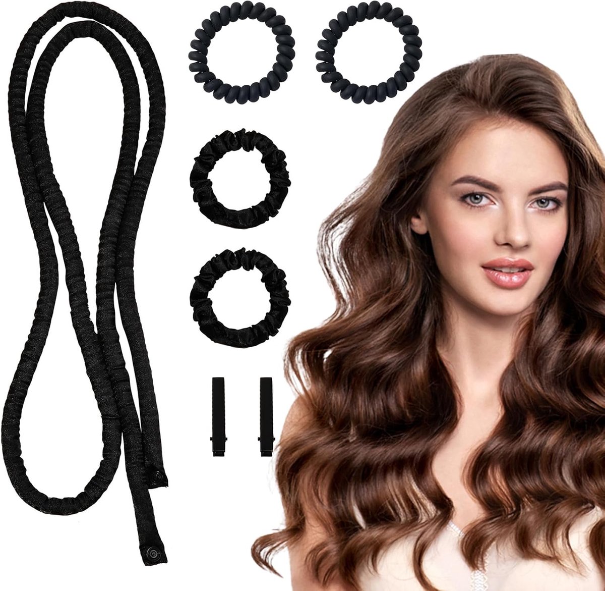 Curls Band-krullenset, krulband 's nachts, dikke lange krullen zonder hitte, met 2 haarband voor alle haartypes