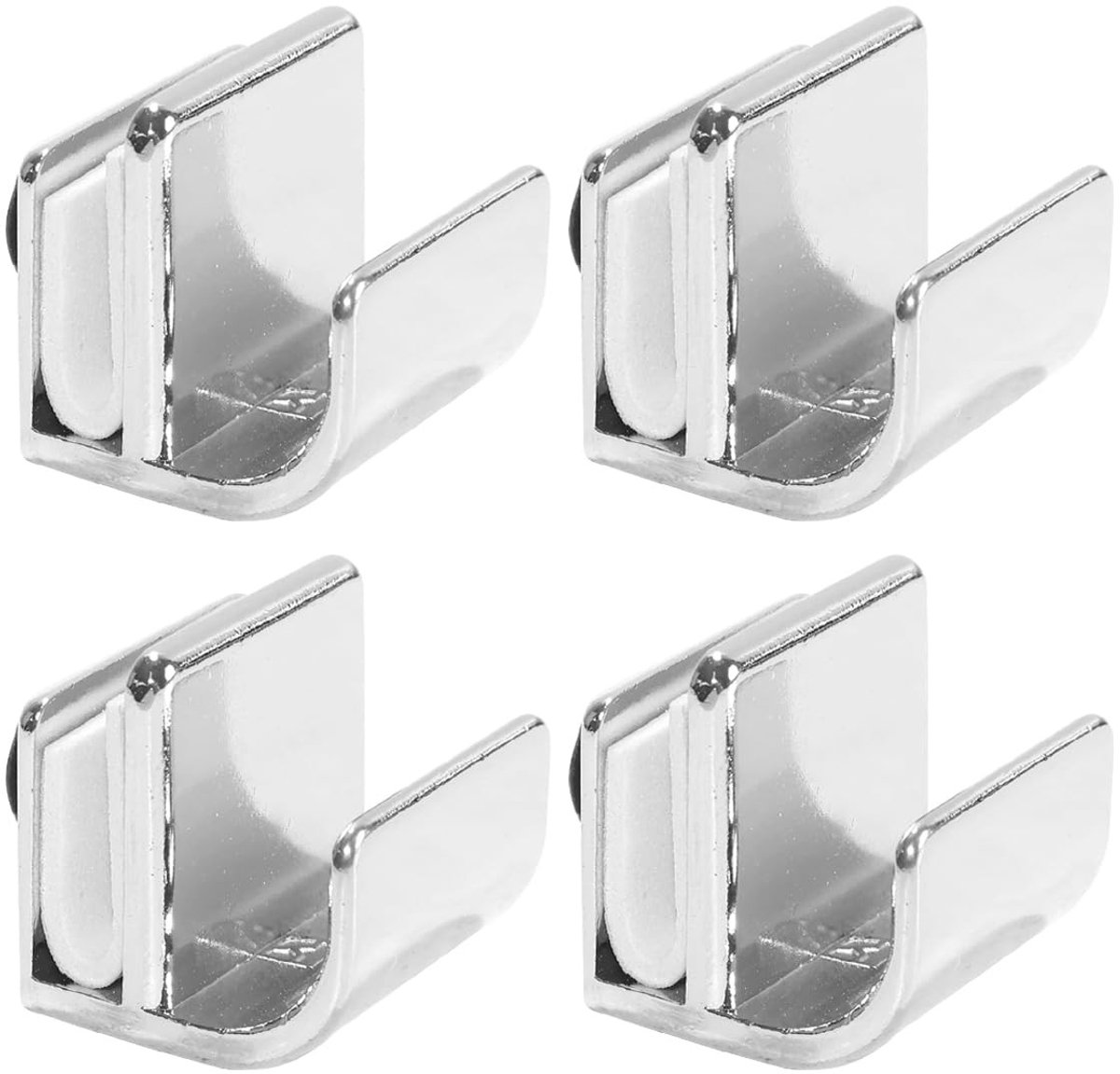 Omgoods - 4 Stuks No-Drill Zinklegering Glasclips - Klemmen voor Vitrines en Lades