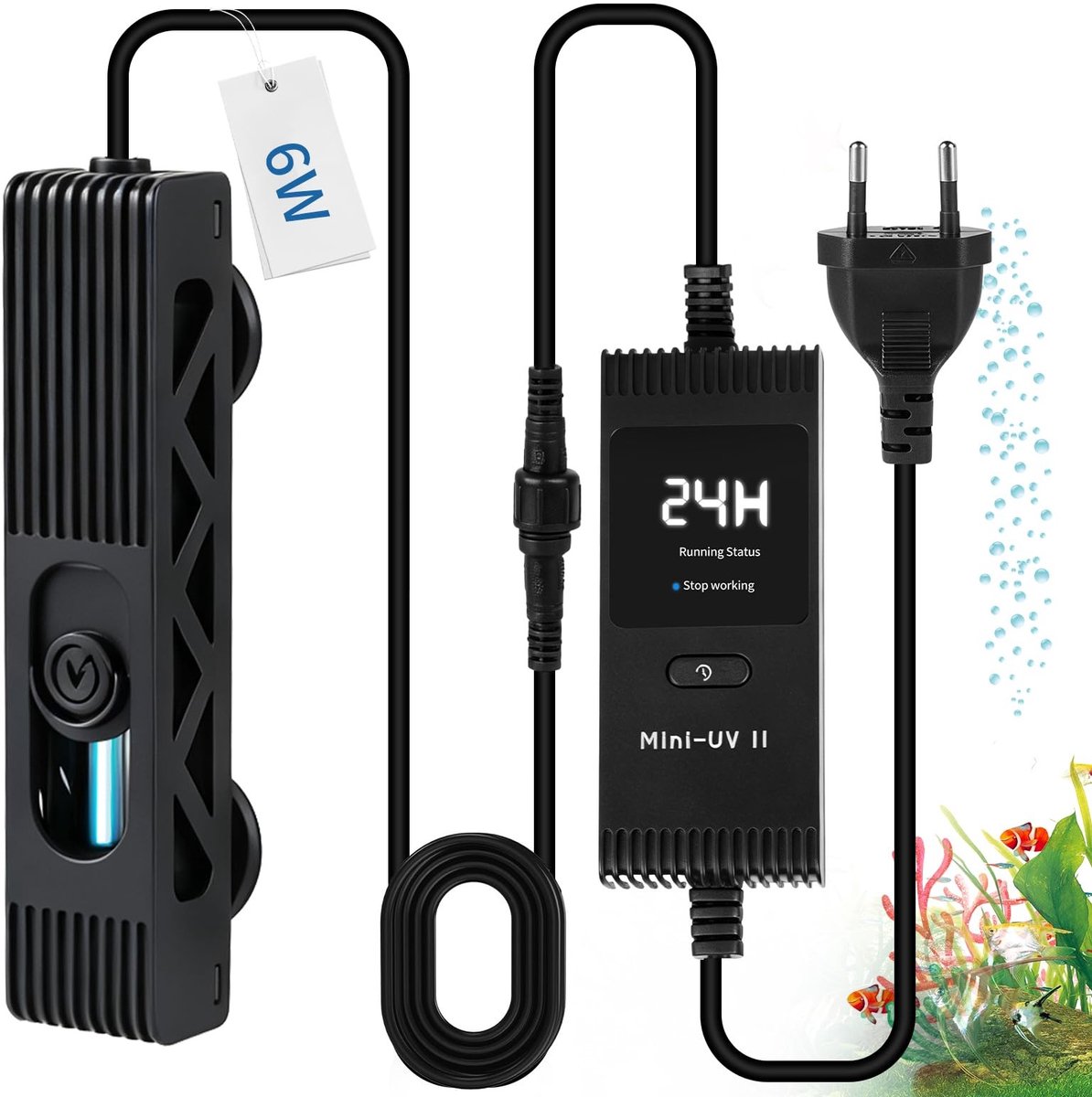 Omgoods - UVC-Lamp voor Aquarium met Timer - 6W Waterzuiveraar