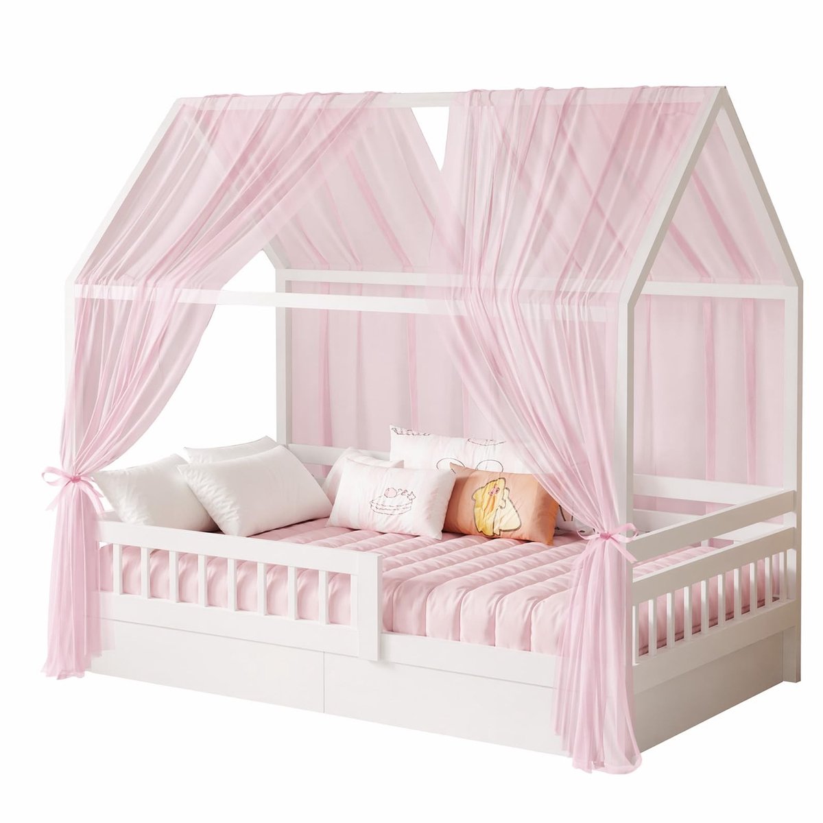 Omgoods - 2 Stuks Mousseline Bedhemel voor Kinderbed - Roze