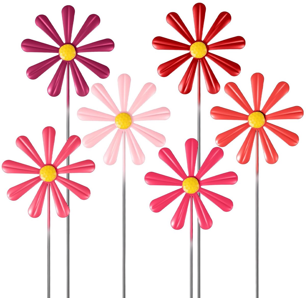Omgoods - 6 Stuks Decoratieve Tuinstekers met Madeliefjes Motief