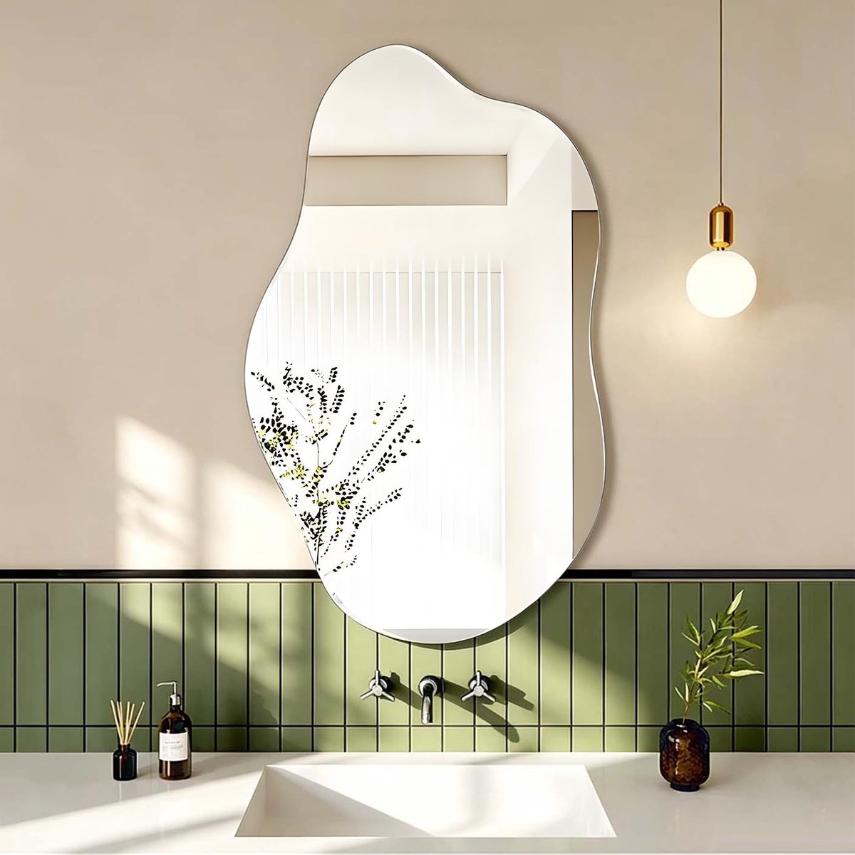 Omgoods - Asymmetrische Wandspiegel - Modern en Uniek voor Badkamer en Woonkamer