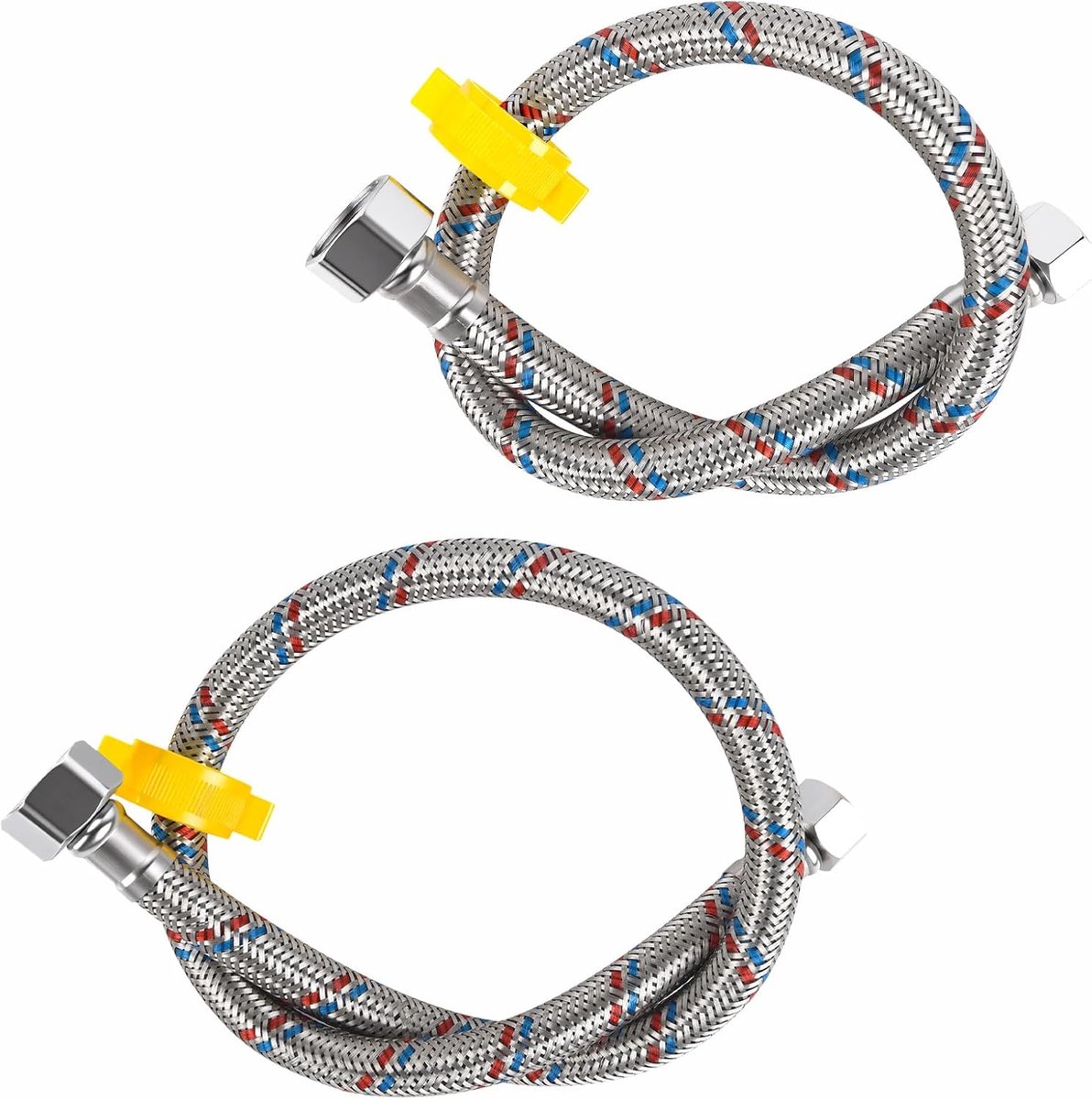 2 stuks flexibele slang van 50 cm, pantserslang, 1/2 inch, Ig X 3/8 inch, Ig 304 roestvrij staal, flexibele verbindingsslang voor kraan, keukenkraan, badkamer, toilet