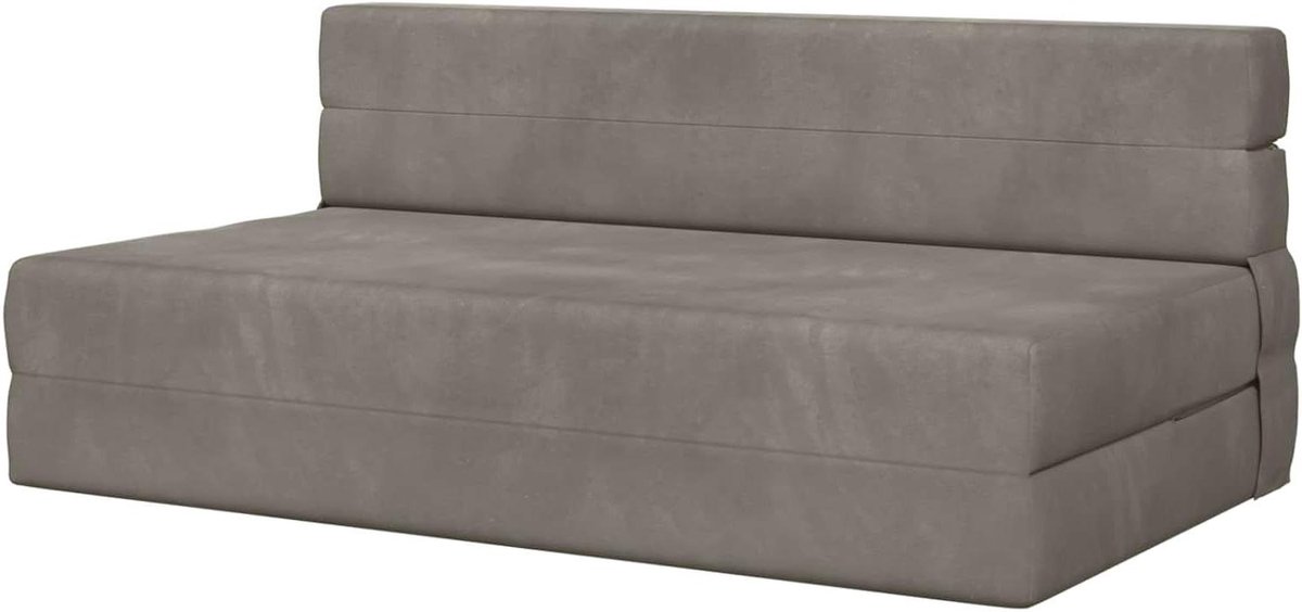 Klapbank Slaapbank - Opvouwbaar Bed - Flexibel Gebruik - Omzetbaar van Bank tot Matras - 152 x 86.5 cm - Lichtgrijs