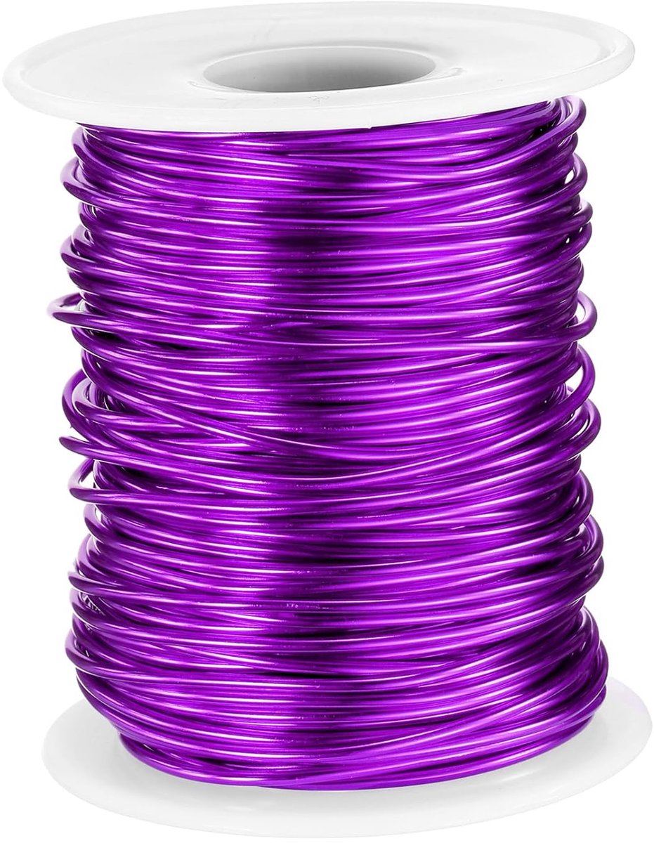 Draad, 16 gauge, aluminium, 1,5 mm, 30 meter, flexibel, geanodiseerd, metaal, modelleerdraad voor sieraden, modelbouw, doe-het-zelf, paars