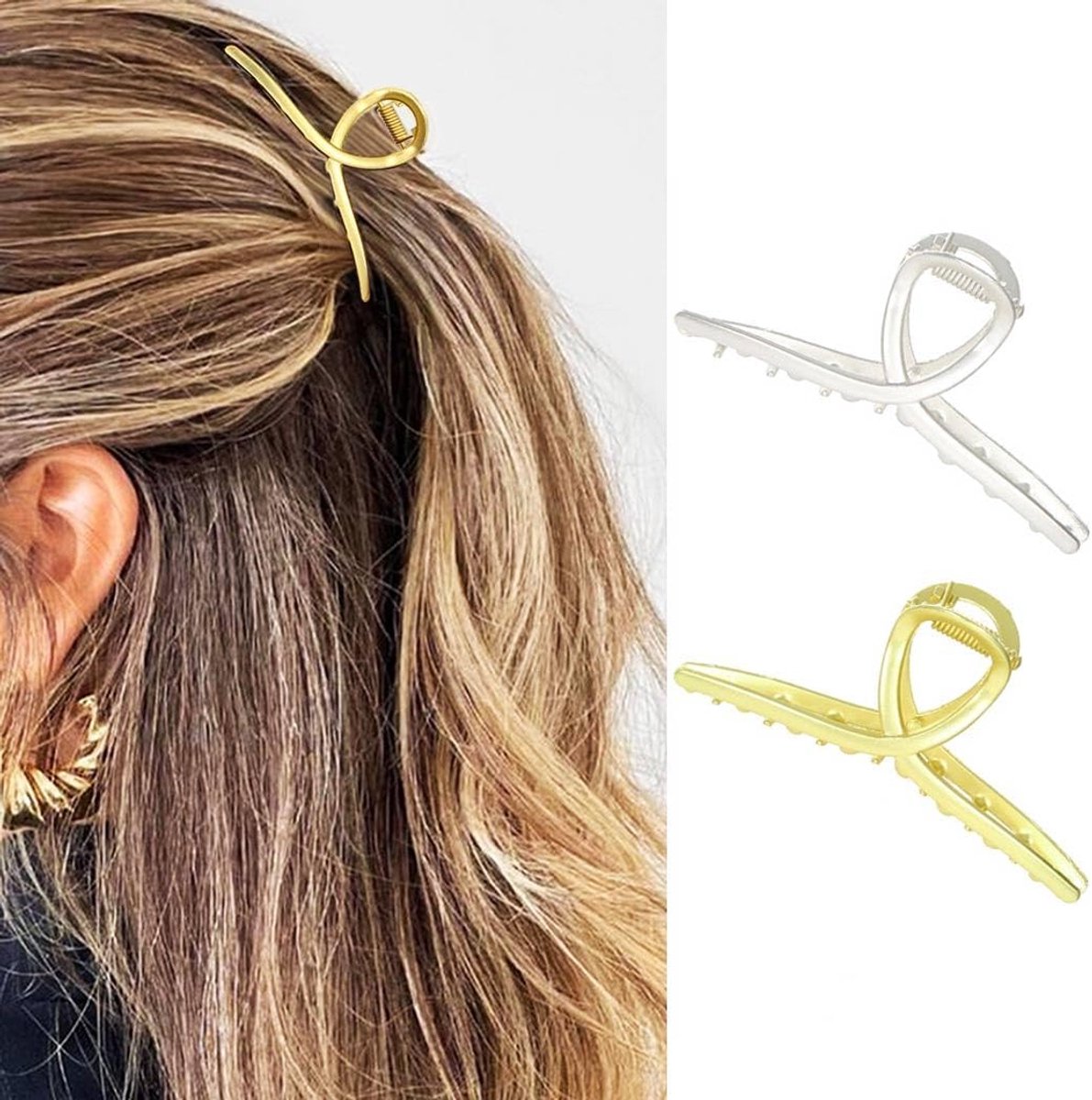 Haarklemmen, goudkleurige metalen haarklemmen, kleine haarklemmen, chique haaraccessoire voor dames en meisjes