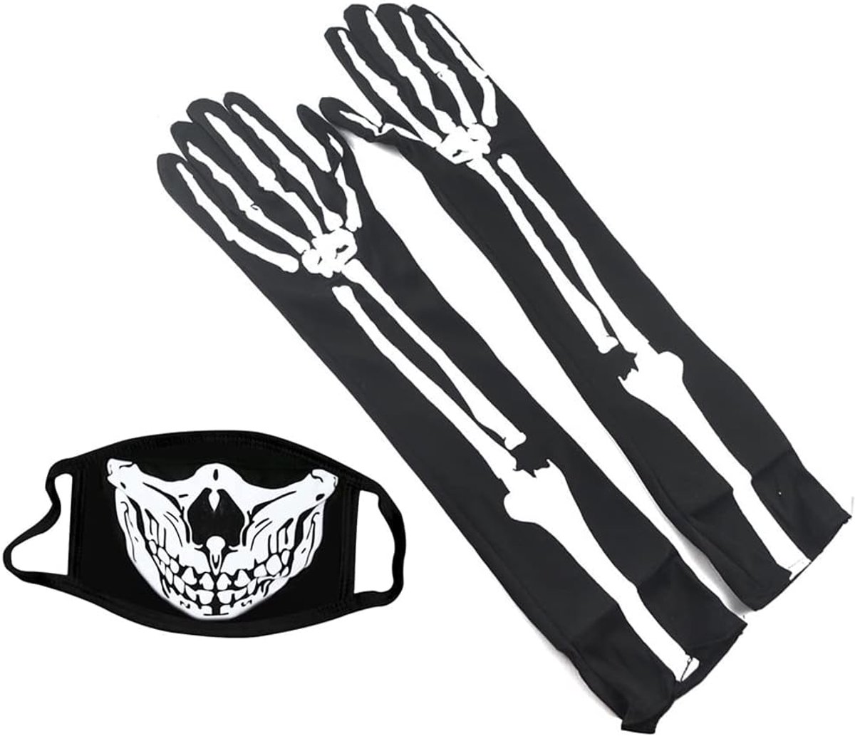 kostuums, handschoenen, skelet en schedelmasker, cosplay, botten