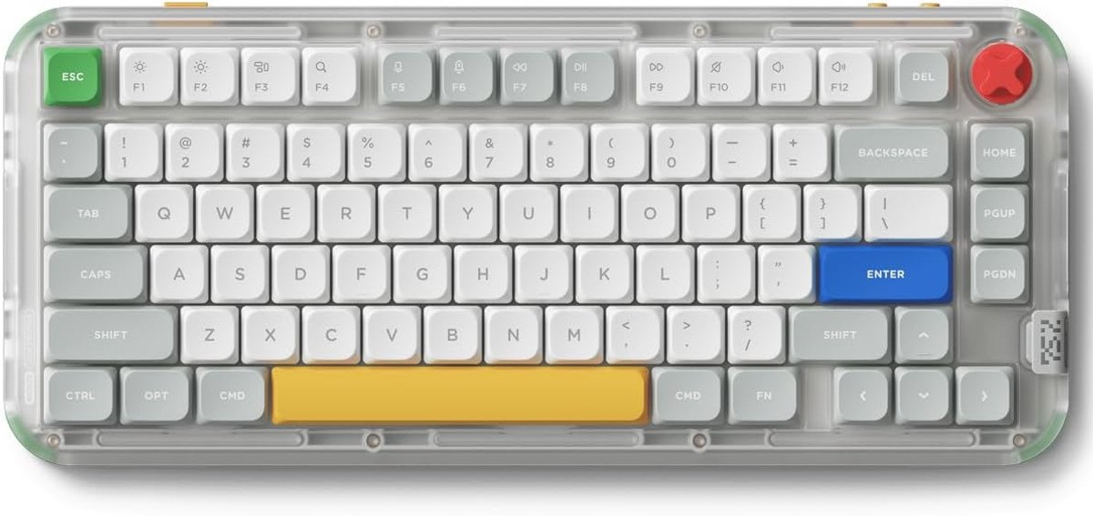 nuphy Kick75 Mechanisch toetsenbord, draadloos, laag profiel, met volumeregelaar, gepersonaliseerd RGB-toetsenbord, 75% hot-swappable, toetsenbord met 80 toetsen, met toetsen van PBT, BT/2,4 G/USB-C