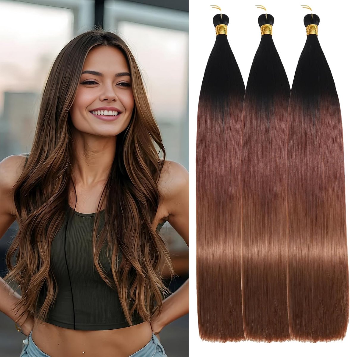 28 Inch Straight Hair Extensions 150g 3 Packs Bone Straight Braiding