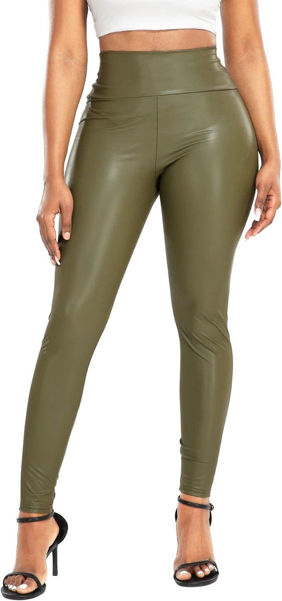 Leggings voor dames, hoge taille, lederen broek, sexy leerlook