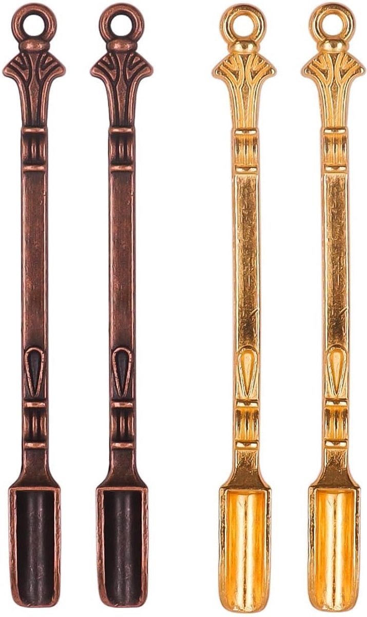 4 stuks metalen kruidenlepel, goud, brons prachtige hanger ketting