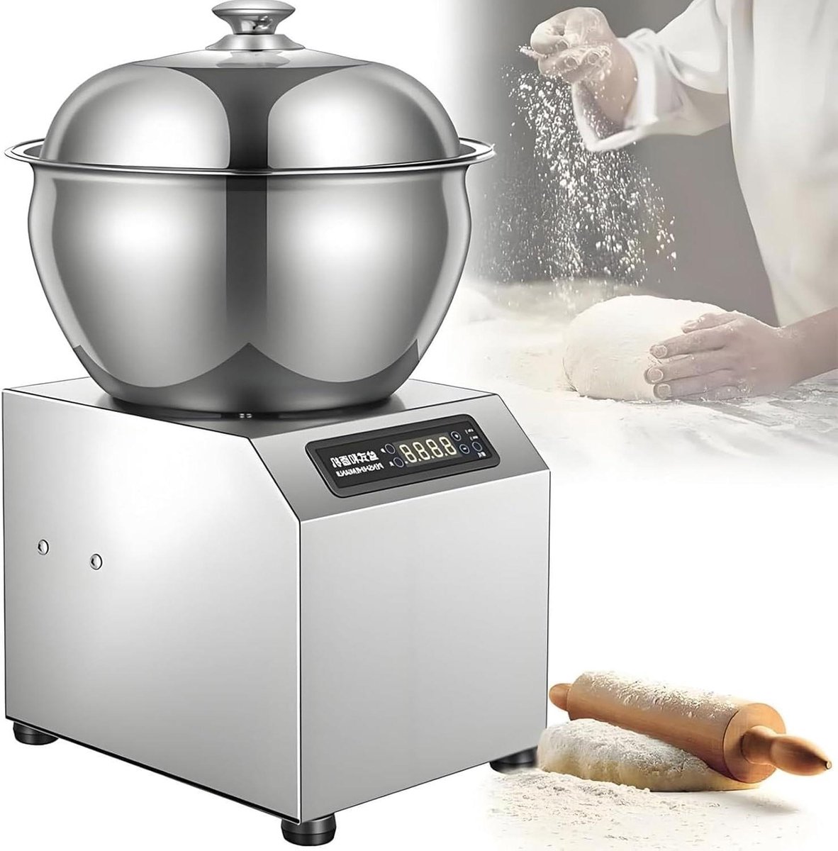 Deegkneder - Mixer Keukenmachine - Brood Bakken - Dubbele Rotatie - 8 kg - Zilver