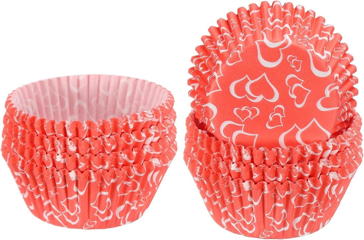 100 stuks muffinvormen van papier, 5 cm diameter onderaan, cupcakevormen, wegwerpbakvormen voor dessert, gebak, bruiloft, verjaardag, roze/oranje