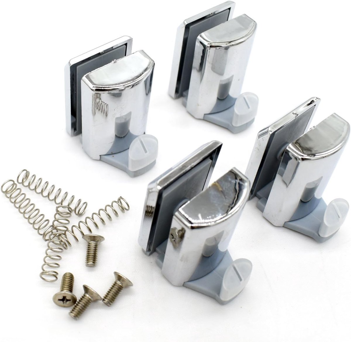 Douchedeurhaken set - 4 chromen haken met glijwielen - Voor in de badkamer - Handig accessoire voor douchecabine en glazen deur