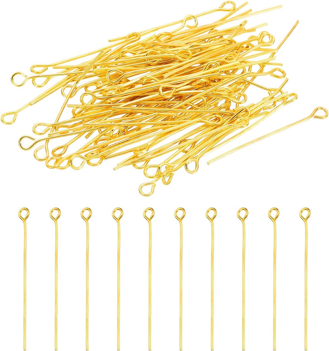 30 mm open oogspelden, 150 stuks 21 gauge metalen hoofdspelden naalden oogspelden voor sieraden maken accessoires oorbel ketting armband doe-het-zelf knutselwerk, goudkleurig