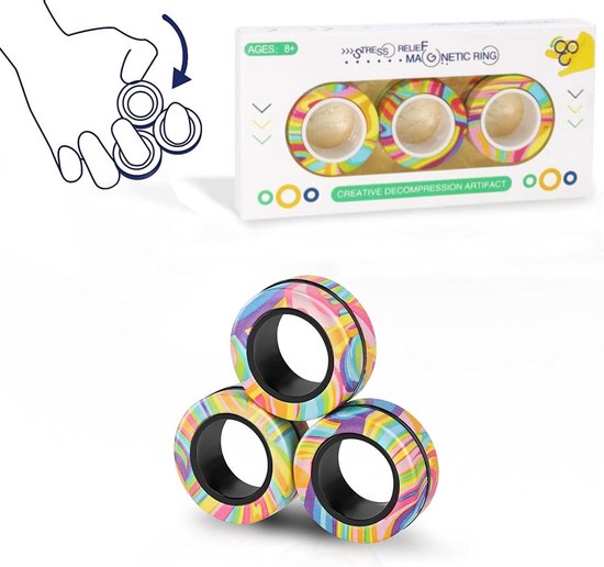 ringen, fidget-speelgoed, anti-stress fidget speelgoed, ADHD, magische vingerring, speelset, fidget magnetische ringen, leuk cadeau voor volwassenen, tieners en kinderen — afbeelding 5