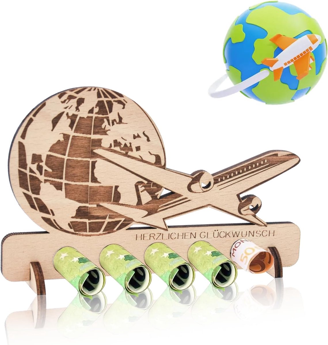Kreative Holzornamente - "Erde Flugzeuge" Thema Gelddekoration Set