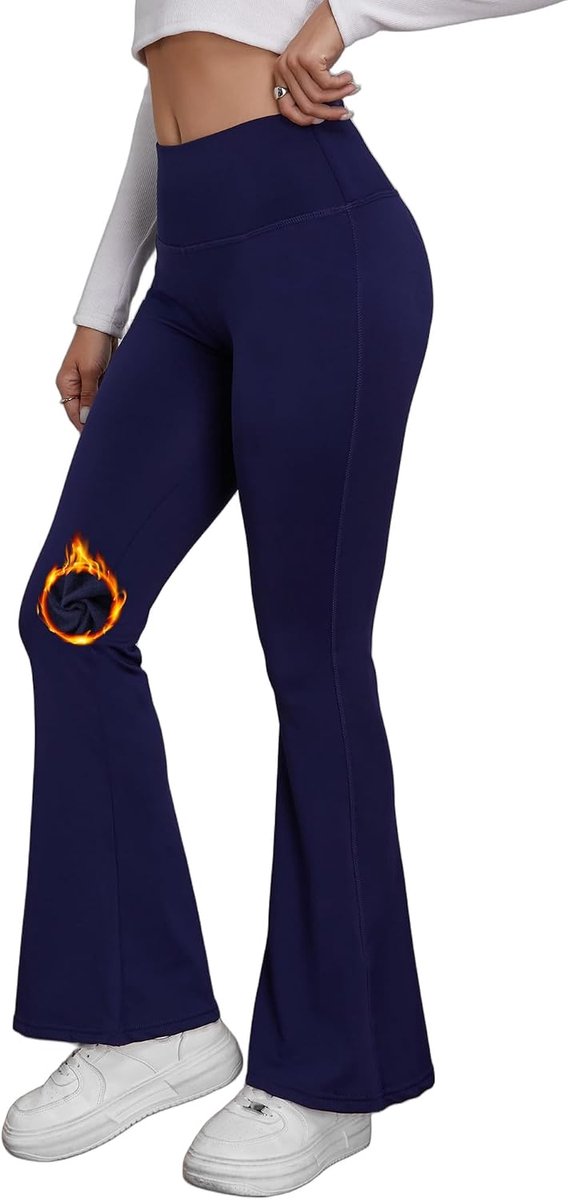 Thermo Flared Leggings Dames Hoge Taille Fleece Gevoerd Winter Warme