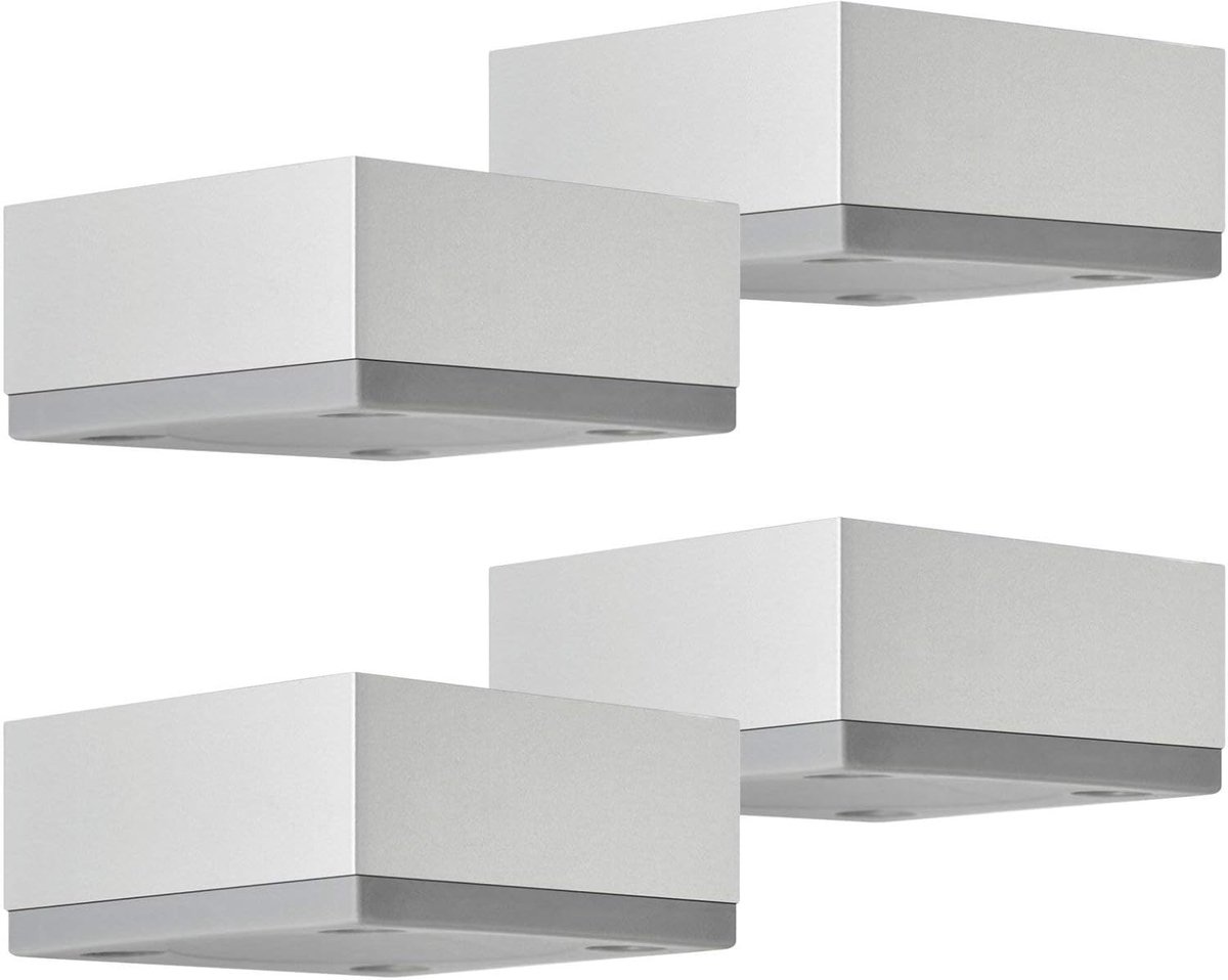4x meubelvoeten Motel 65 x 65 mm hoogte 25 mm zilver-look