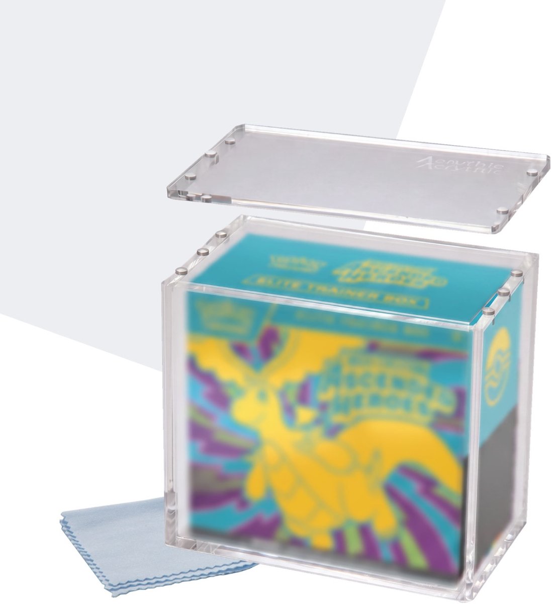 Acrythic ETB Acryl Case - Geschikt Voor Pokemon Elite Trainer Box - 99% UV Protectie - Sterke Magneetsluiting - Met Schoonmaakdoekje - Transparante TCG Beschermbox Met Afgeronde Hoeken