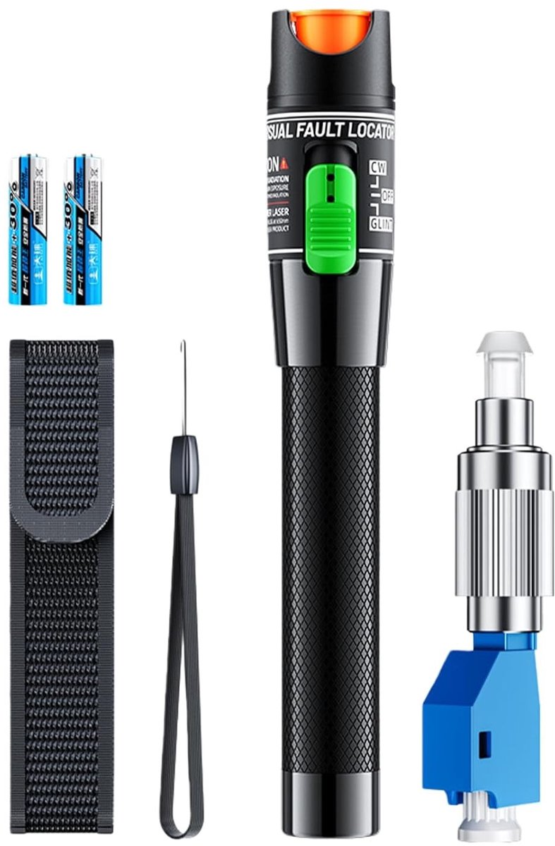 Visual Fault Finder 30KM - VFL Tester Kit met FC/APC naar LC/APC Adapter, Licht Tester Pen voor Glasvezel Netwerk Kabels, Geschikt voor FC/SC/ST Interface en Foutdetectie