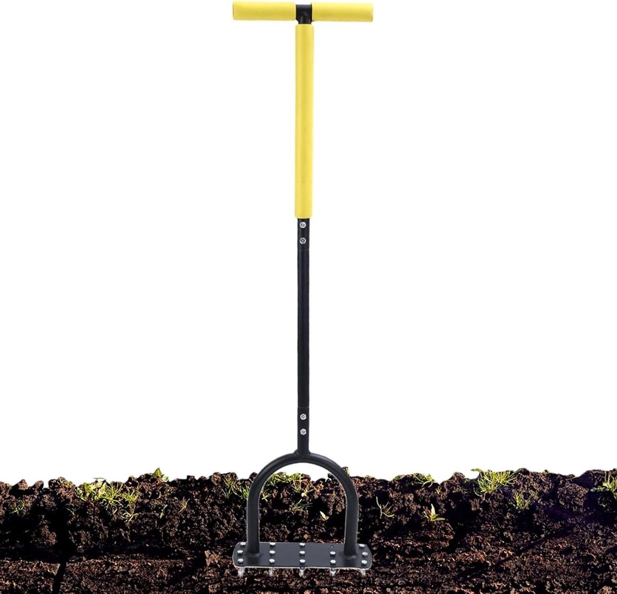 Gazonbeluchter - Grasontviltingsprikker Bodemlosmaker - Gazononderhoud - Ergonomische T-handgreep - 100 x 24.5 x 15 cm - A