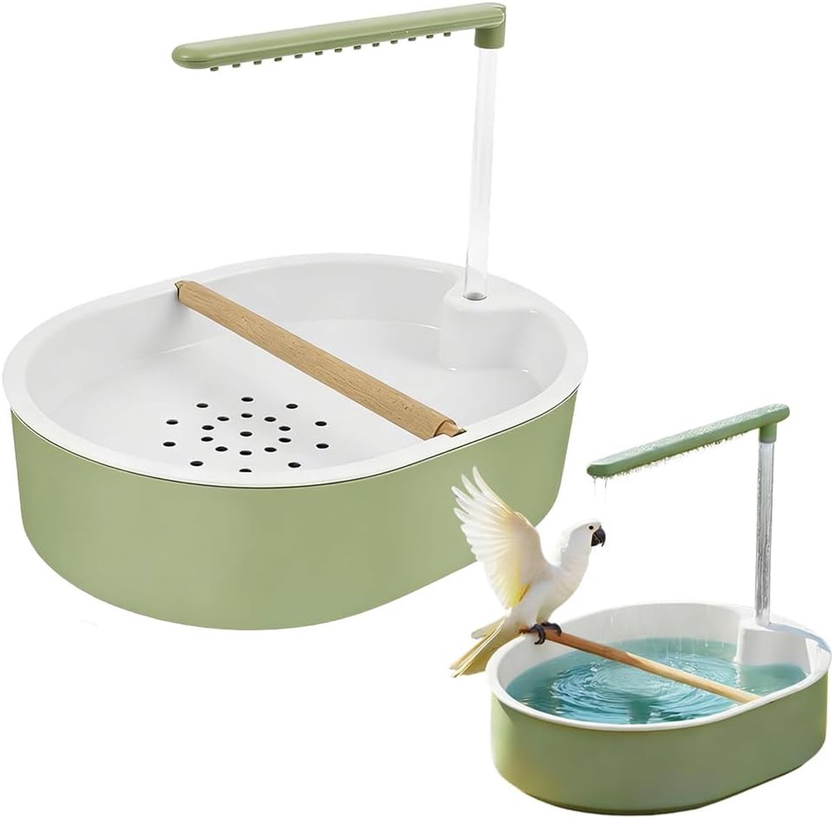 Bobypet - Automatische Vogeldouche met Waterval en Watercirculatie - Vogelbadje met Pomp voor Parkieten en Valkparkieten - Kooi Accessoire van ABS - 31.8 x 28 x 25 cm - USB Voeding